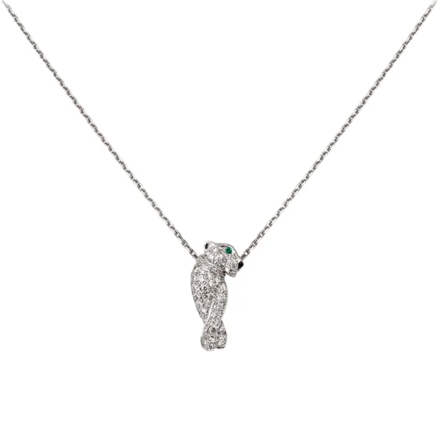 Dây Chuyền Nữ Cartier Panthère De Cartier Necklace Vàng Trắng 18k, 77 Viên Kim Cương Màu Trắng