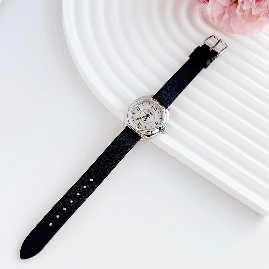 Fendi Momento Women’s Watch F217024511 black Đồng Hồ Nữ Fendi Momento Mother Of Pearl Dial Black Leather  main image 3