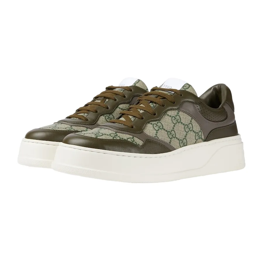 GUCCI 26S SNEAKER IN GREEN SUEDE AND MESH FABRIC