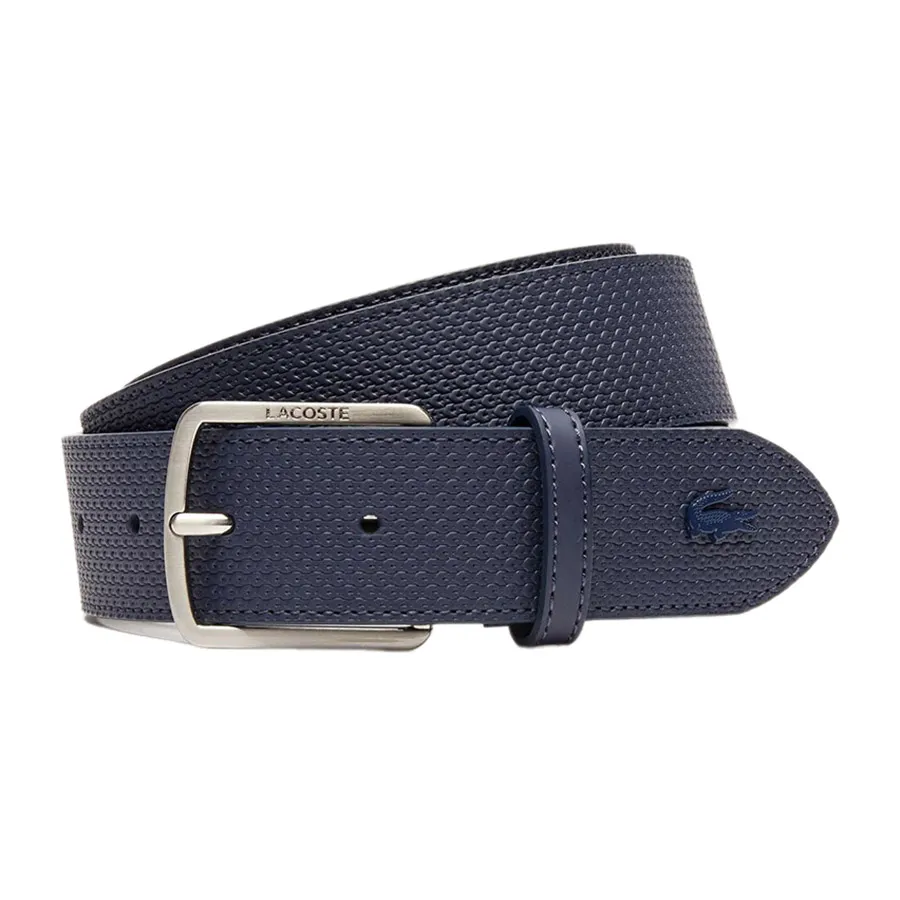 Thắt Lưng Nam Lacoste&nbsp;Men's Engraved Buckle Texturised Leather Belt RC4005 021 Màu Xanh Navy Size 90