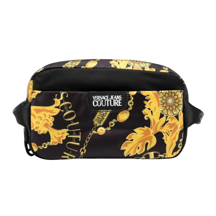 Túi Cầm Tay Versace Jeans Couture Black With Logo Printed 75YA4B8CZS930G89 Màu Vàng Đen