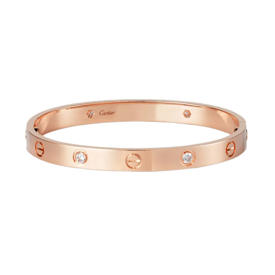 Vòng Đeo Tay Cartier Love Bracelet 4 Diamonds B6069917 Màu Vàng Hồng (Chế Tác)