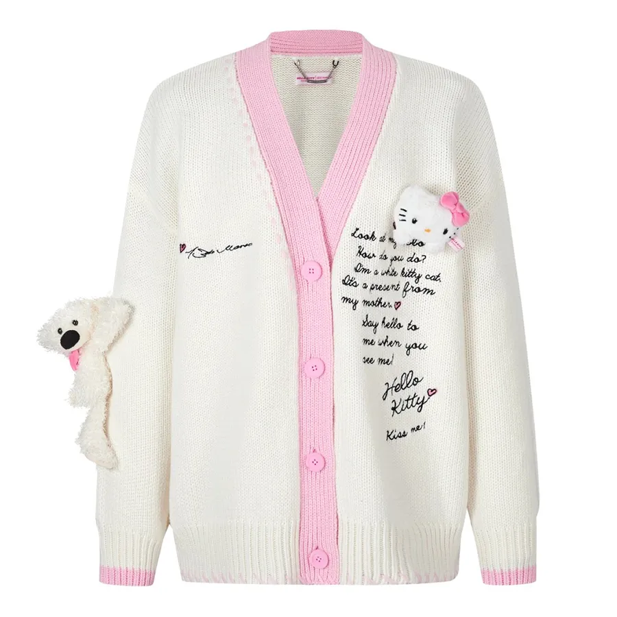 Áo Cardigan Nữ 13 De Marzo Hello Kitty Bear Suture Cardigan