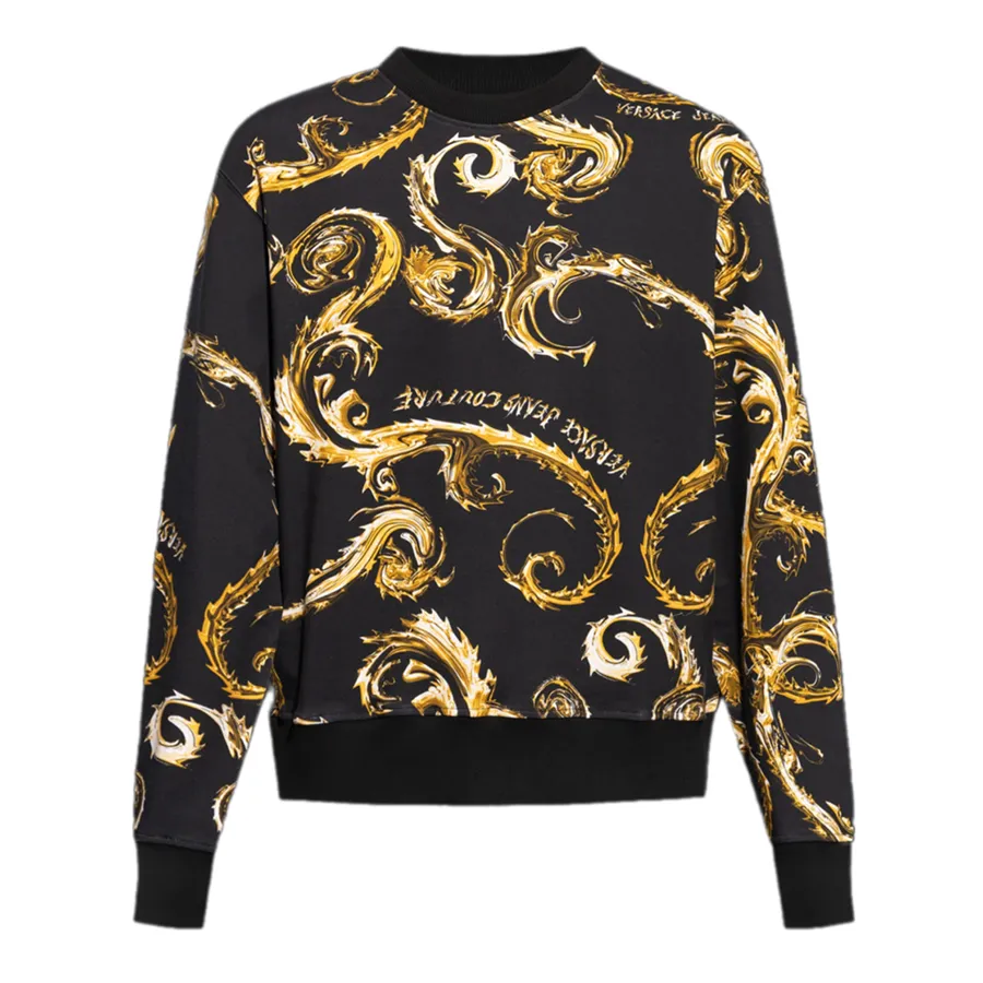 Áo Nỉ Sweater Nam Versace Jeans Couture Sweatshirt With Print 77GAI3R0FS161 G89 Màu Đen Size XS