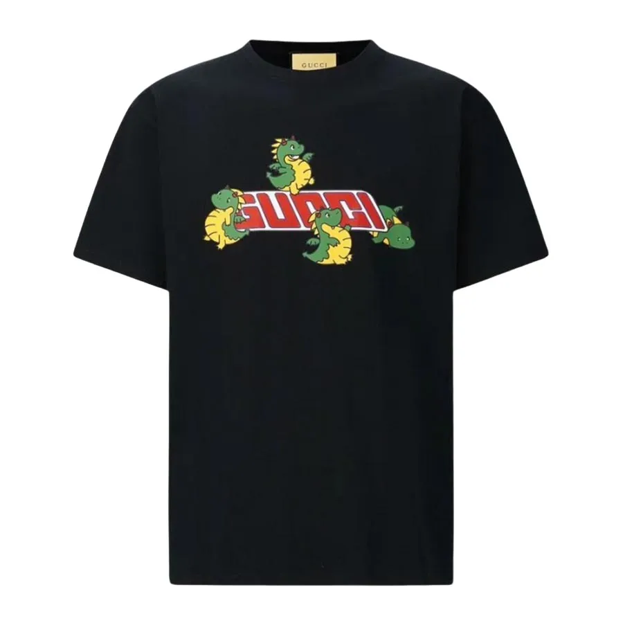 Áo Phông Nam Gucci Black With Dragon Baby Logo Printed 771758XJGCG