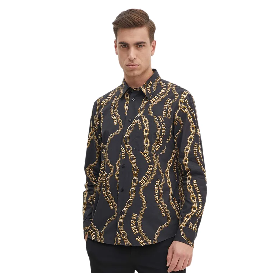 Áo Sơ Mi Nam Versace Jeans Couture Regular Shirt 77GAL2R1 NS485 G89 Màu Đen Size 44