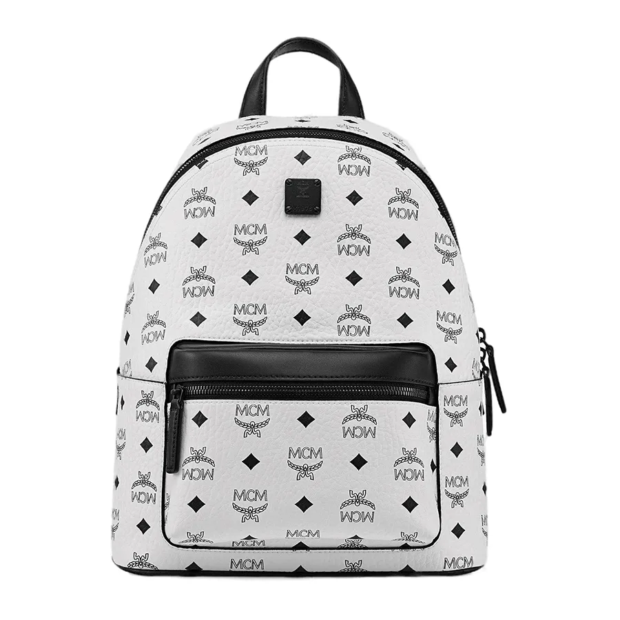 Balo MCM Small Stark Backpack In Visetos White Màu Trắng N-HM