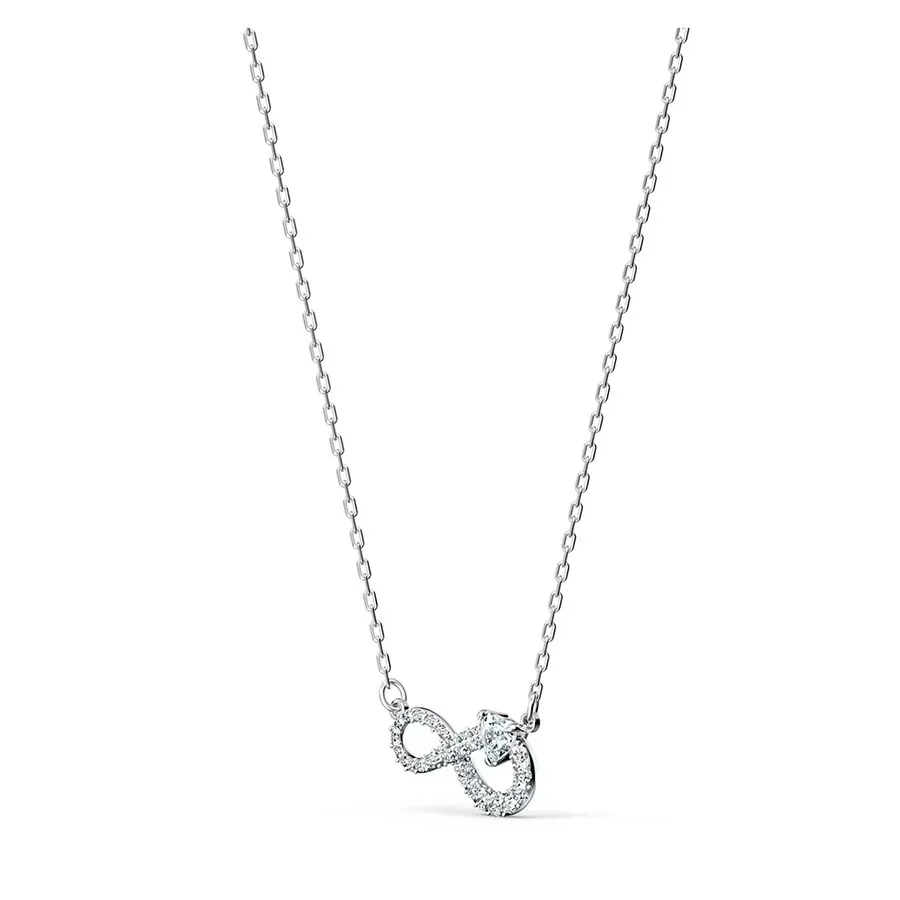 Dây Chuyền Nữ Swarovski Infinity Necklace Infinity, White, Rhodium Plated 5520576 Màu Bạc (Box Hồng)