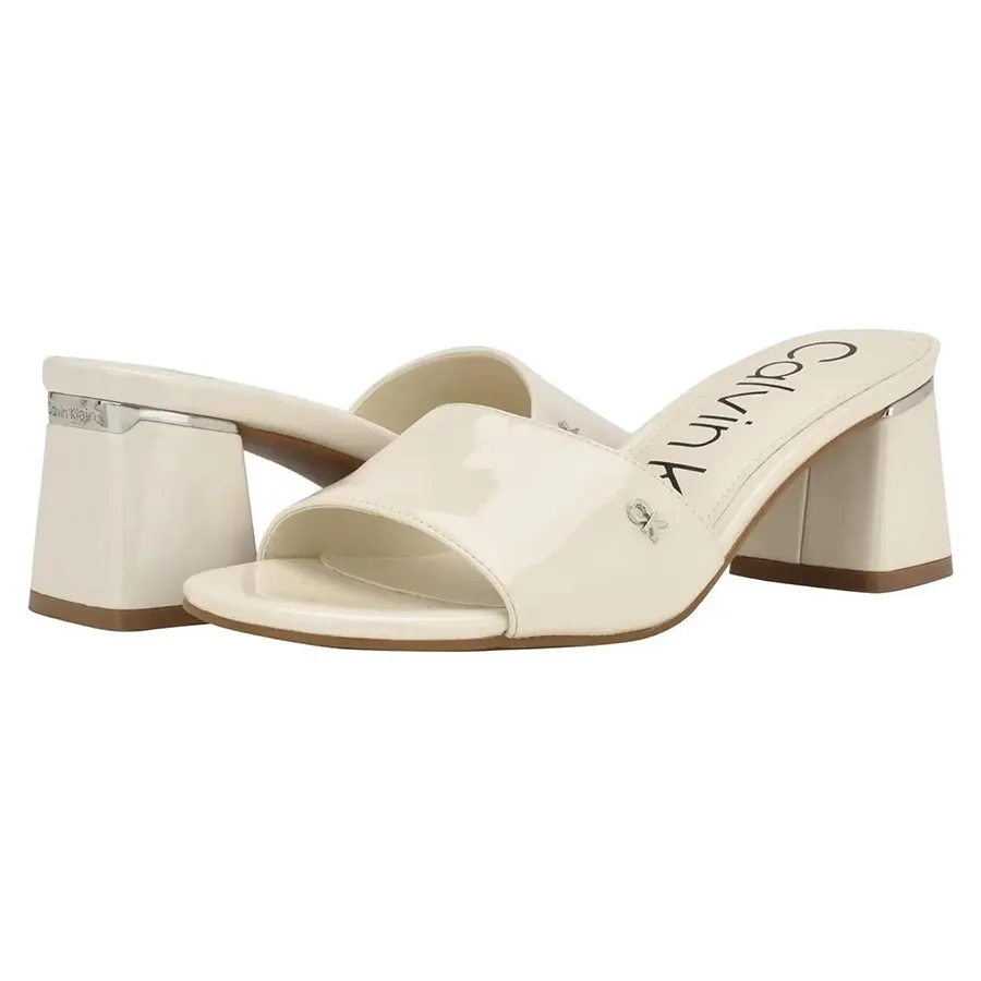 Dép Cao Gót Calvin Klein CK Ulaka Heeled Sandals Màu Kem Size 7.5