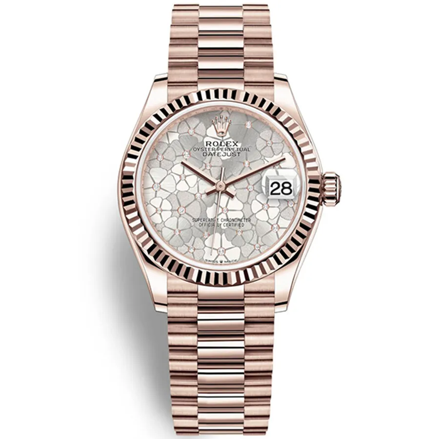 Đồng Hồ Rolex Nữ Datejust 278275 Silver Floral Màu Vàng Hồng