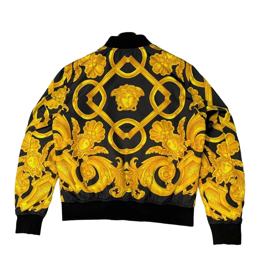 Áo Khoác Nam Versace Black Bomber With Baroque Medusa Printed 1012269  1A10229 5B000 Mặt Màu Vàng Đen Size 48