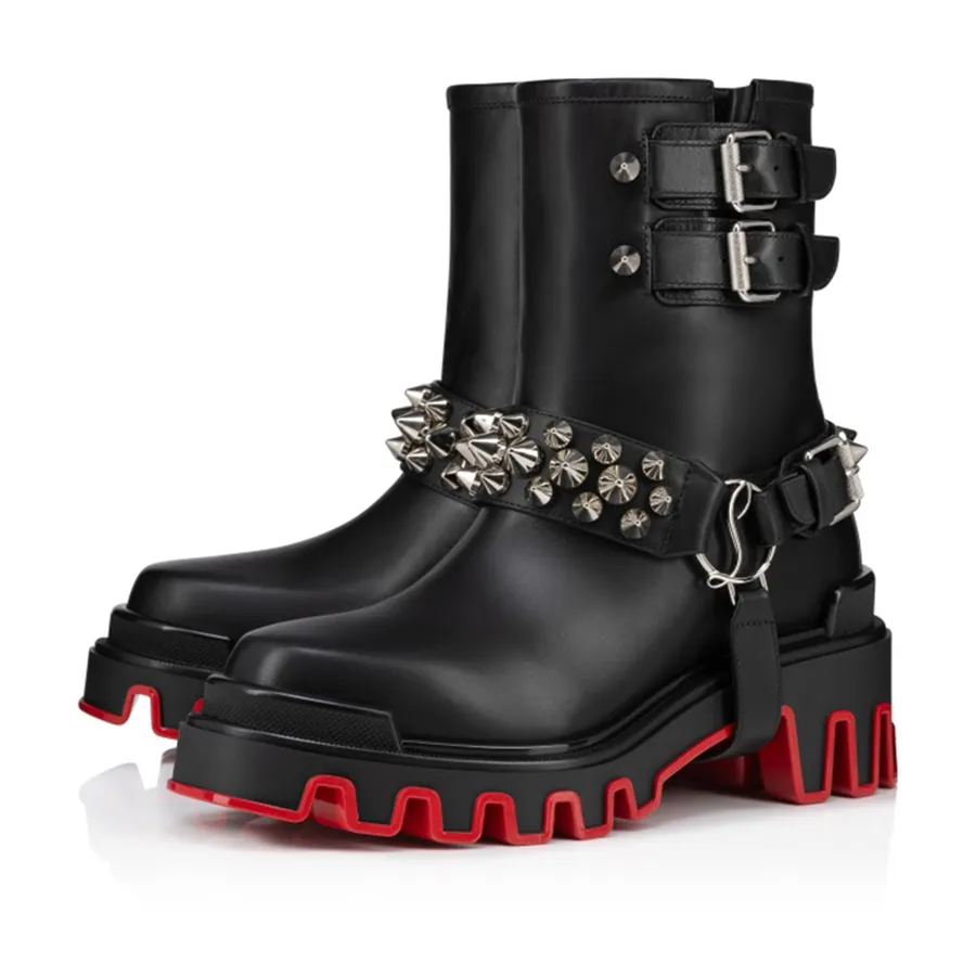 Giày Boot Nữ Christian Louboutin Dune Bike Màu Đen N-QL Size 40.5