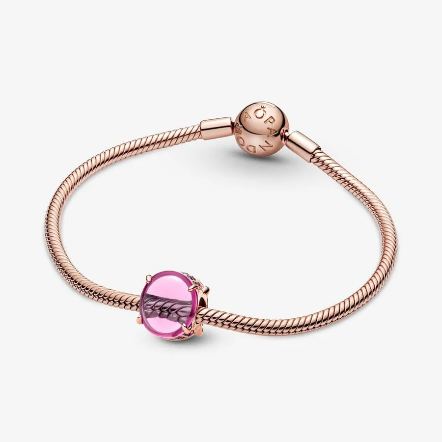 Hạt Vòng Charm Nữ Pandora Pink Oval Cabochon 789309C02 Màu Vàng