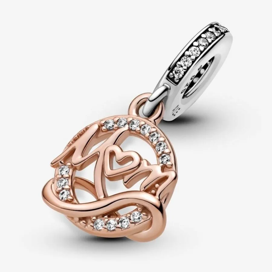 Hạt Vòng Charm Pandora Two Tone Mum Dangle Charm 789374C01 Màu