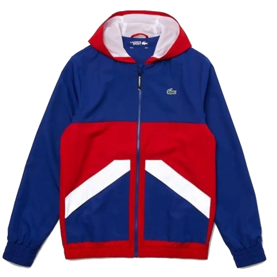 Áo Khoác Gió Nam Lacoste Sport Hooded Water Resistant Colorblock Jackets VZSJXG-602 Màu Đỏ Xanh Size 50