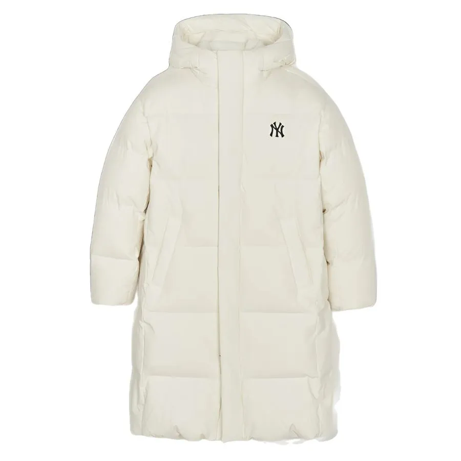 Áo Khoác MLB Basic Big Lettering Hood Long Padding New York Yankees 3ADJB1846-50CRS Màu Kem