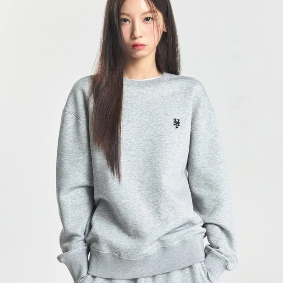 ☆MLB Korea☆ Basic Small Logo Overfit Fleece Man to Man NY Áo Nỉ Sweater MLB Basic Small Logo Overfit Fleece Man To Man