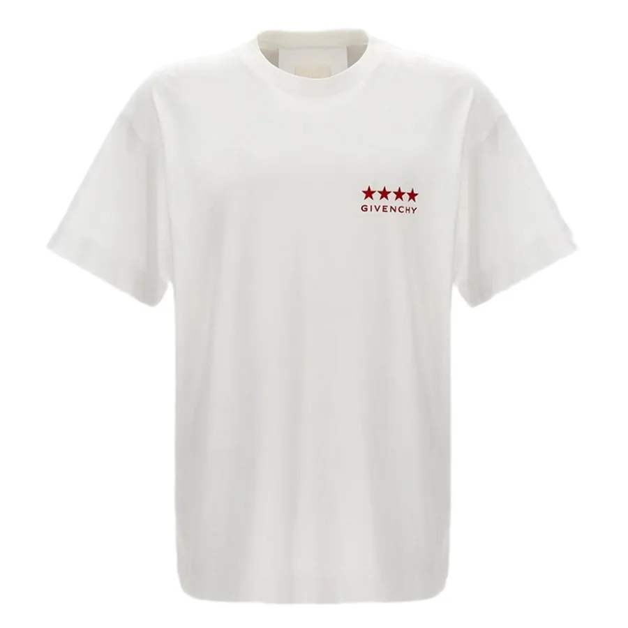 Áo Phông Nam Givenchy White With Logo Printed Tshirt BM71JA3YJ5100 Màu Trắng Size M