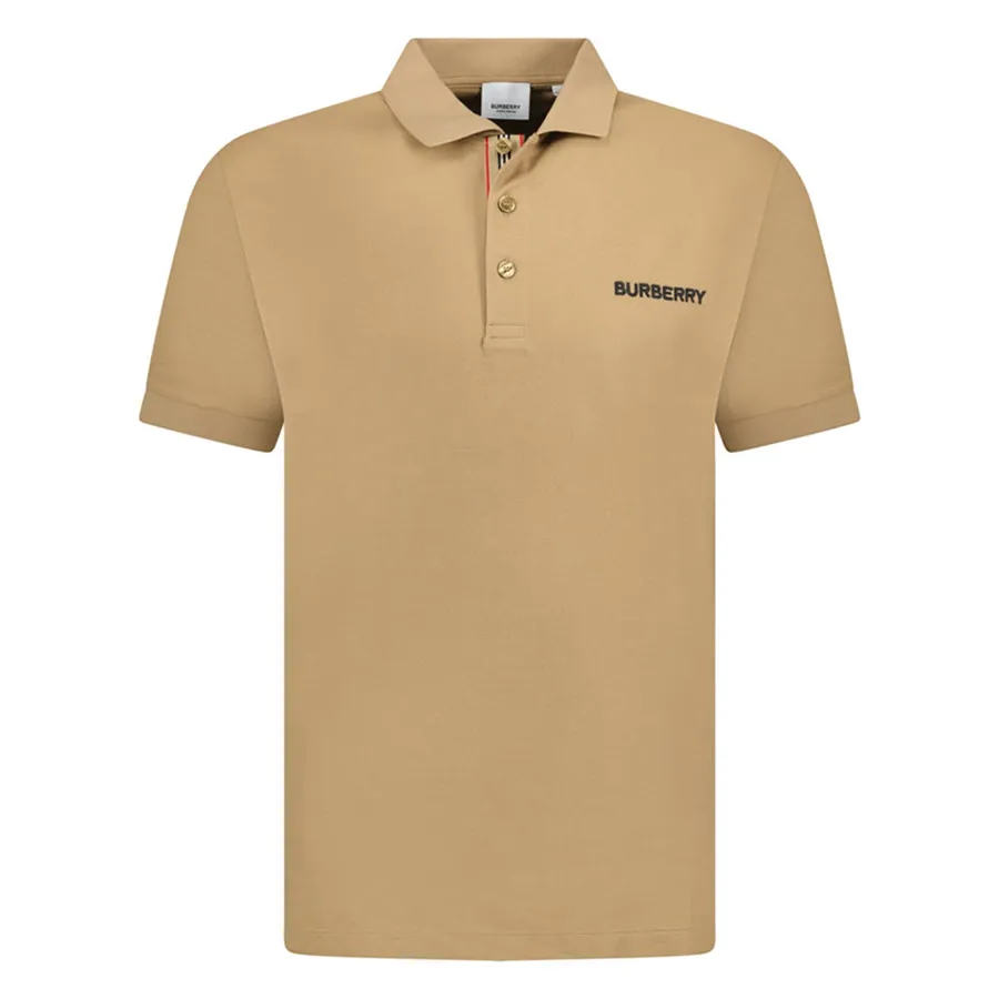 Áo Polo Nam Burberry Hartford Embroidery Logo Check 8084438 Màu Be Size XS