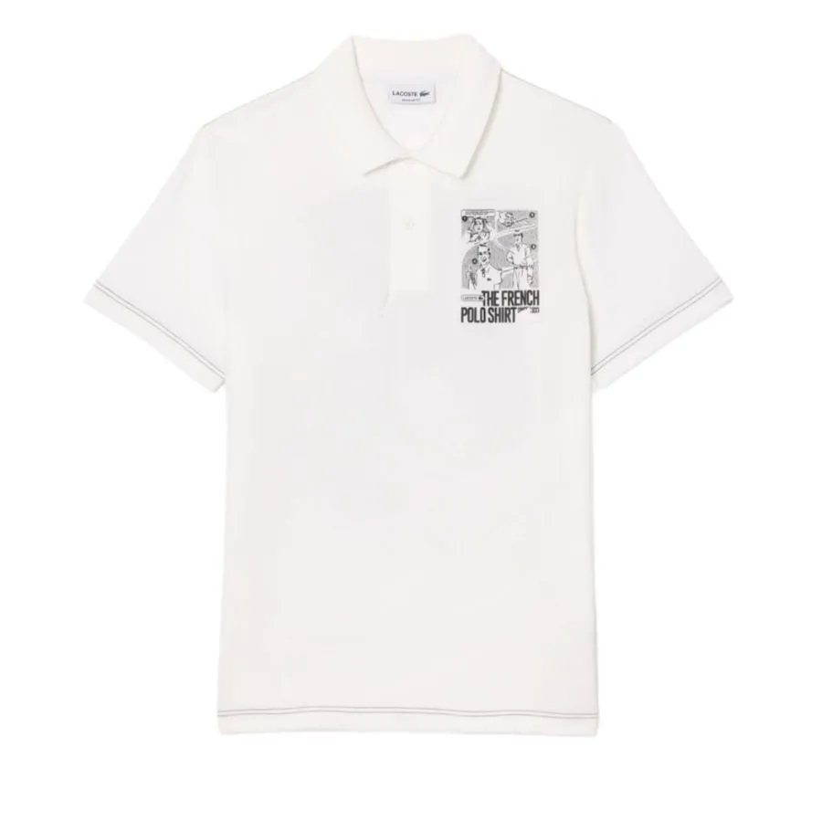Áo Polo Nam Lacoste Back And Front Print Movement Polo Shirt PH7416 001 Màu Trắng Size S