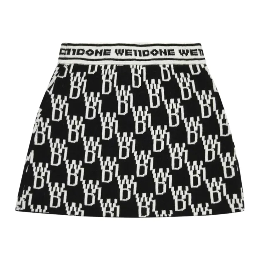 Chân Váy Nữ We11done All Over Logo Knit In Black WD00134BLKS Màu Đen Size S