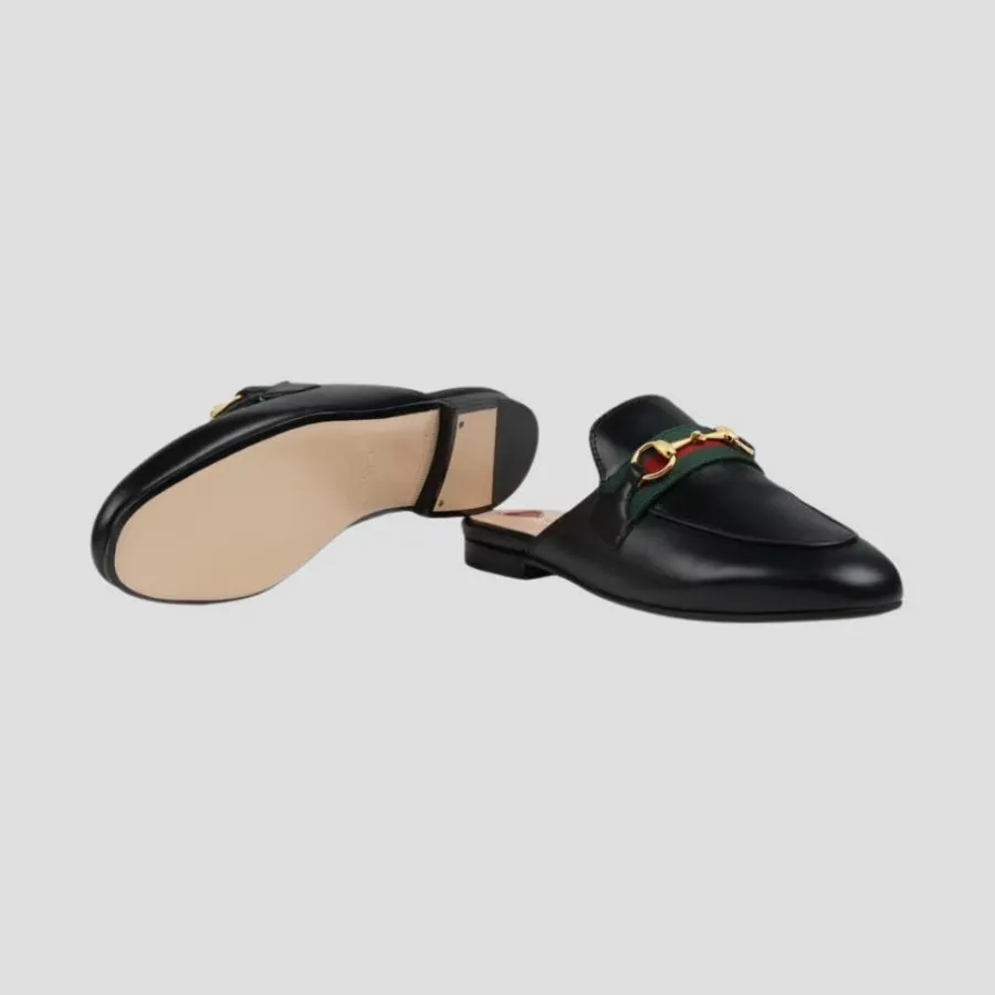 Giày Bệt Nữ Slipper Gucci Princetown In Black Leather 629084