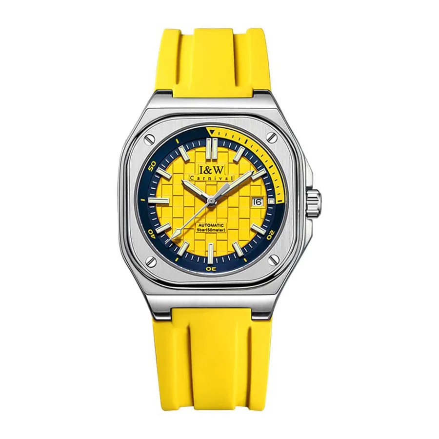 Đồng Hồ Nam I&W Carnival Automatic Silicone Strap Watch IW673G-DS (IW673G3) Màu Bạc Phối Vàng
