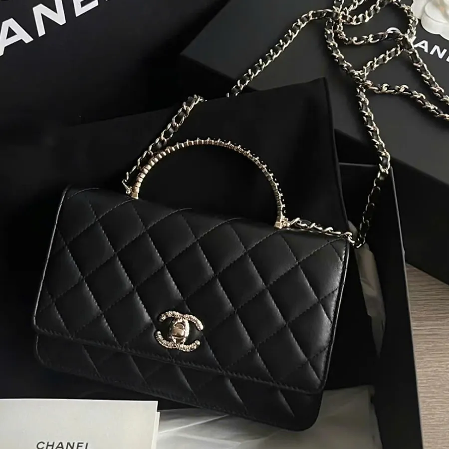 Túi Đeo Chéo Nữ Chanel Wallet On Chain Top Handle Bag Màu Đen N+HL