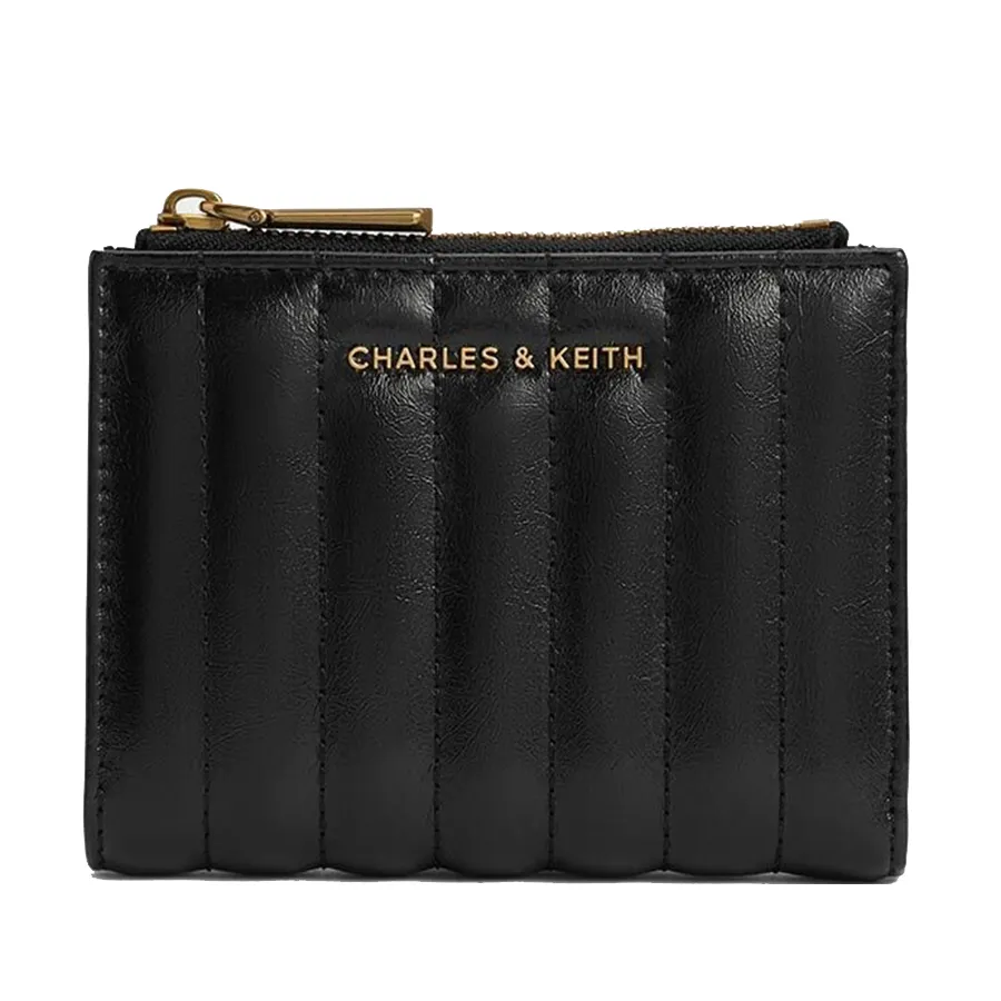 Ví Nữ Charles & Keith CNK Donna Crinkle-Effect Panelled Wallet CK6-10681159 Màu Đen