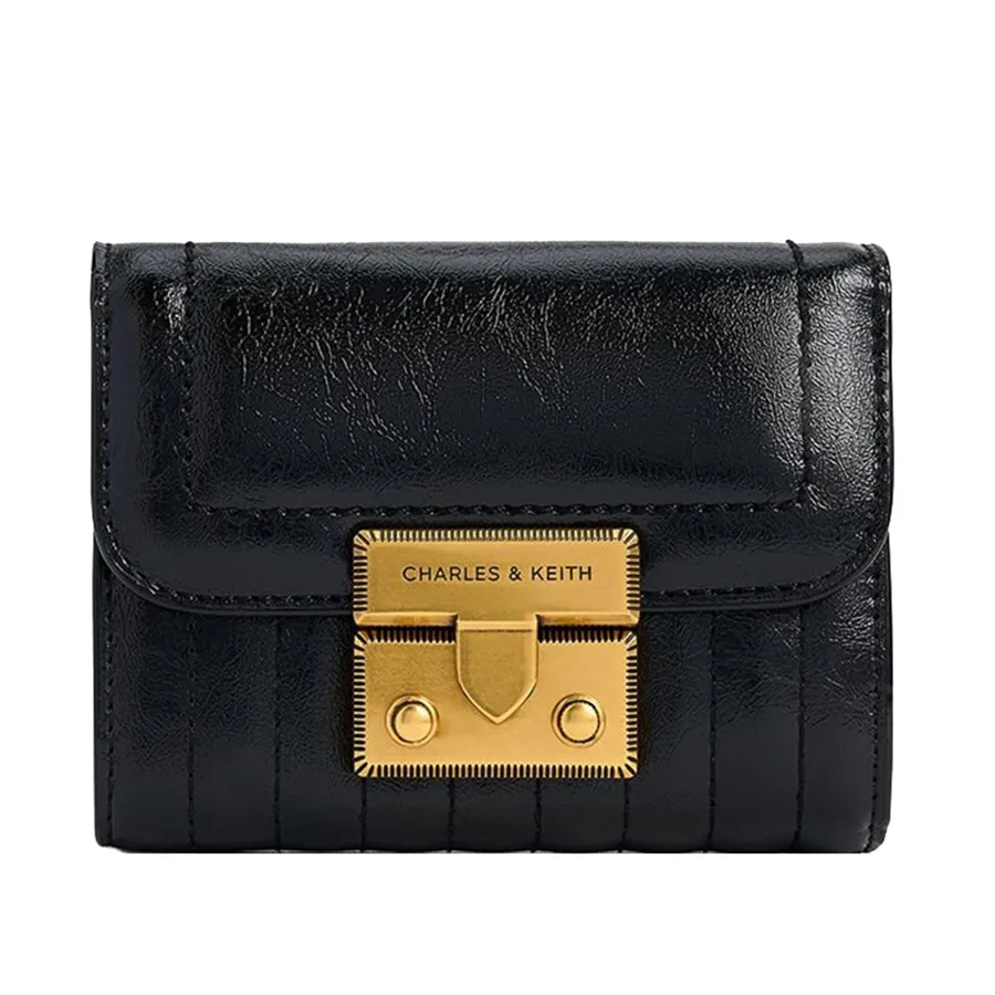 Ví Nữ Charles & Keith CNK Donna Crinkle-Effect Wallet CK6-10681149 Màu Đen