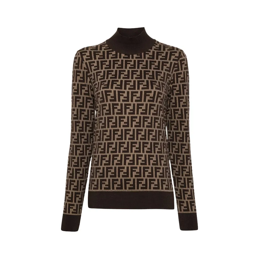 Áo Len Nữ Fendi Brown Turtleneck Top - FZXC73 ASJT F0GGE Màu Nâu Size 38