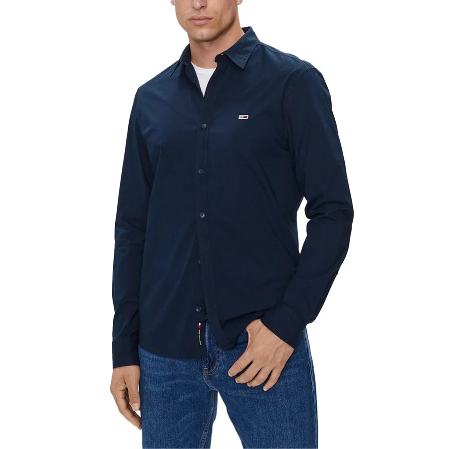 Áo Sơ Mi Dài Tay Nam Tommy Hilfiger Men's Regular Fit Stretch Cotton Shirt DM0DM19519 475010_101 Màu Xanh Than Size S
