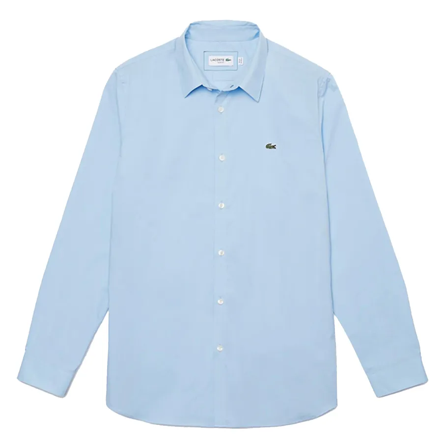 Áo Sơ Mi Nam Lacoste Men's Slim Fit Stretch Cotton Poplin Shirt CH2668 HBP Màu Xanh Da Trời Size 39