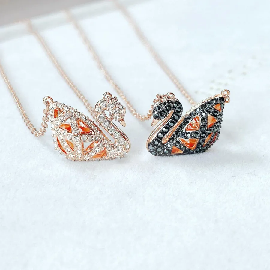 Dây Chuyền Swarovski Facet Swan Necklace, Black, Mixed Metal
