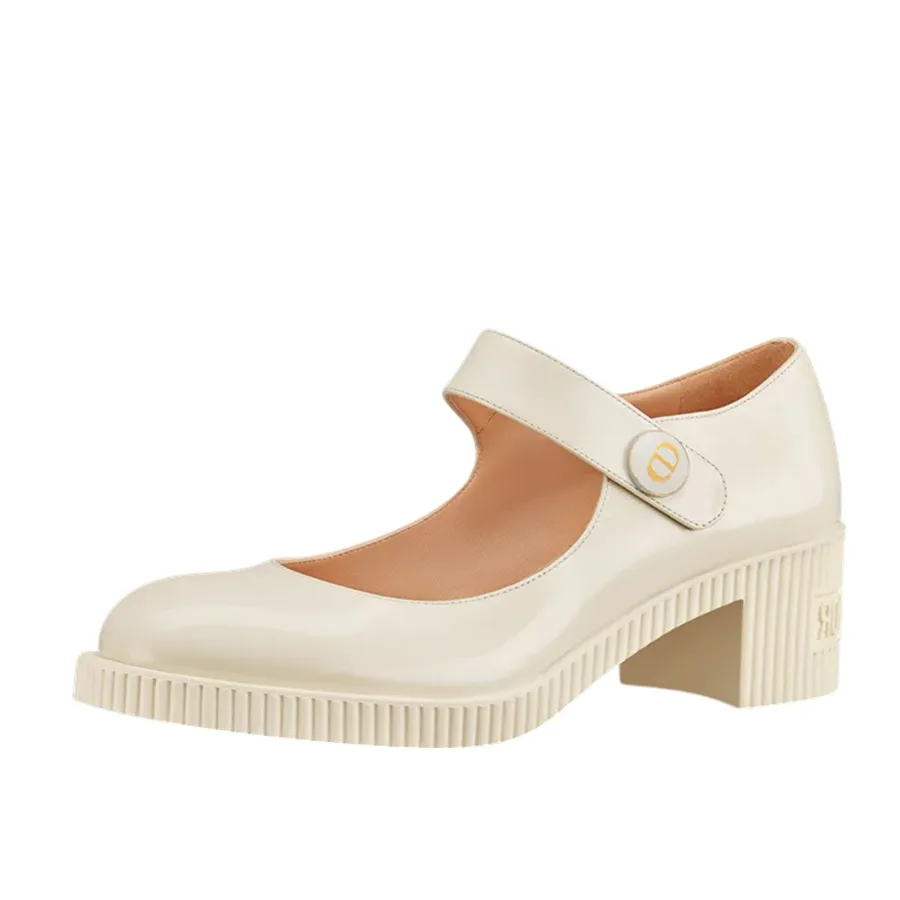 Giày Cao Gót Nữ Dior D-Doll Pumps White Shiny KDP909CCF-S03W Màu Trắng Size 35 N-QL