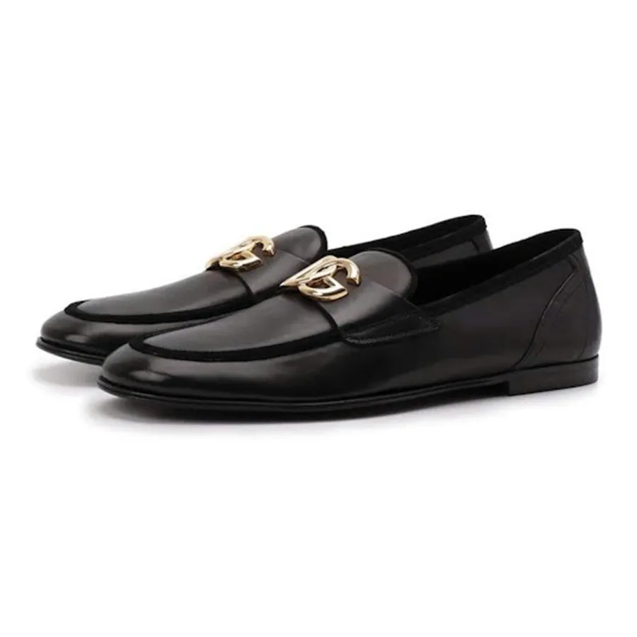 Giày Lười Nam Dolce & Gabbana D&G Leather Loafers Shoes A50462 AQ993 80999 Màu Đen Size 6