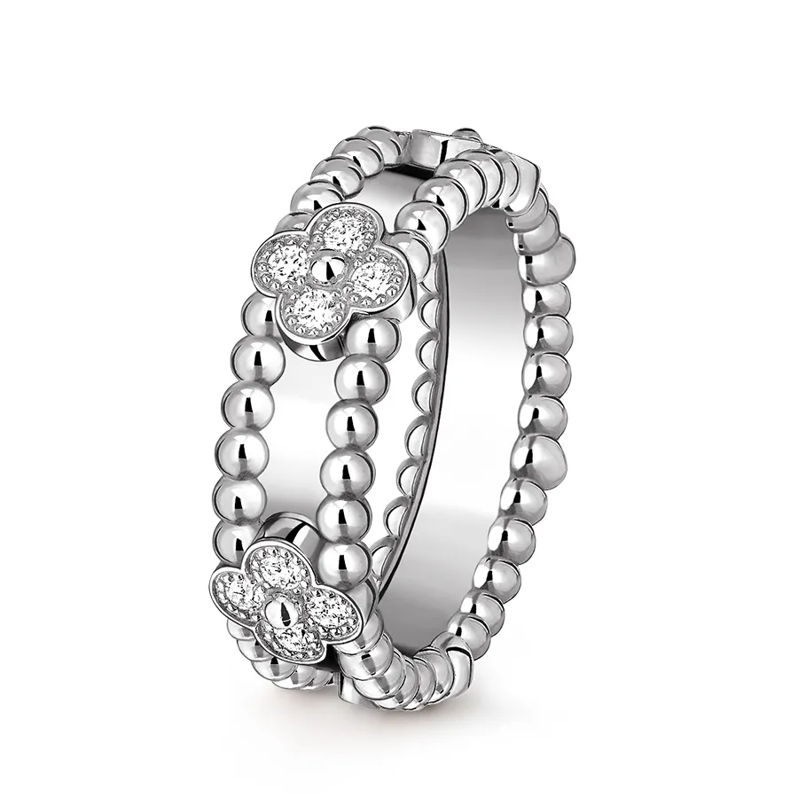 Nhẫn Jewery Luxury Perlée Sweet Clovers Ring 18K White Gold