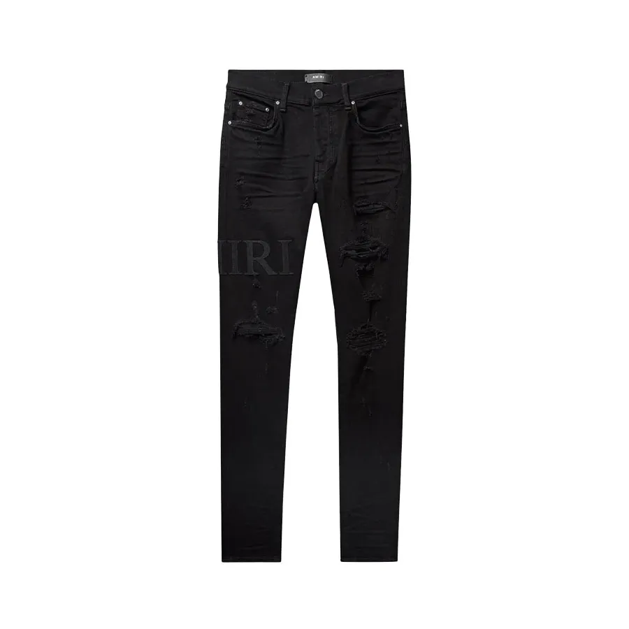 Quần Jean Nam Amiri Black Denim With Logo Embroidered PS23MDS006