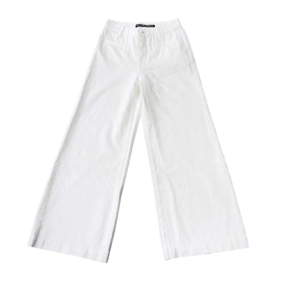 Quần Jean Nữ Chester Charles In White Denim Logo C104S 0120 F2WH Màu Trắng Size XS