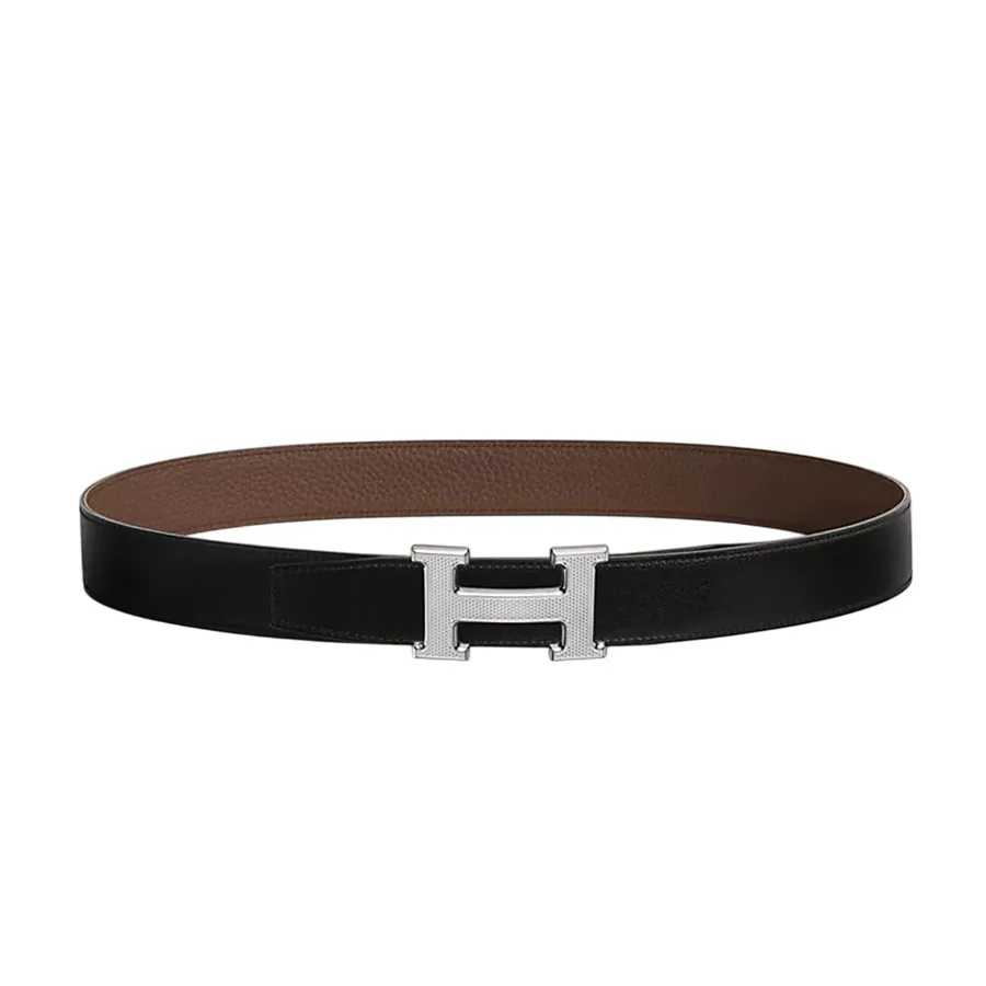 Thắt Lưng Hermès H Guillochee Belt Buckle & Reversible Leather Strap 32mm Màu Đen Nâu Size 100 N-LV