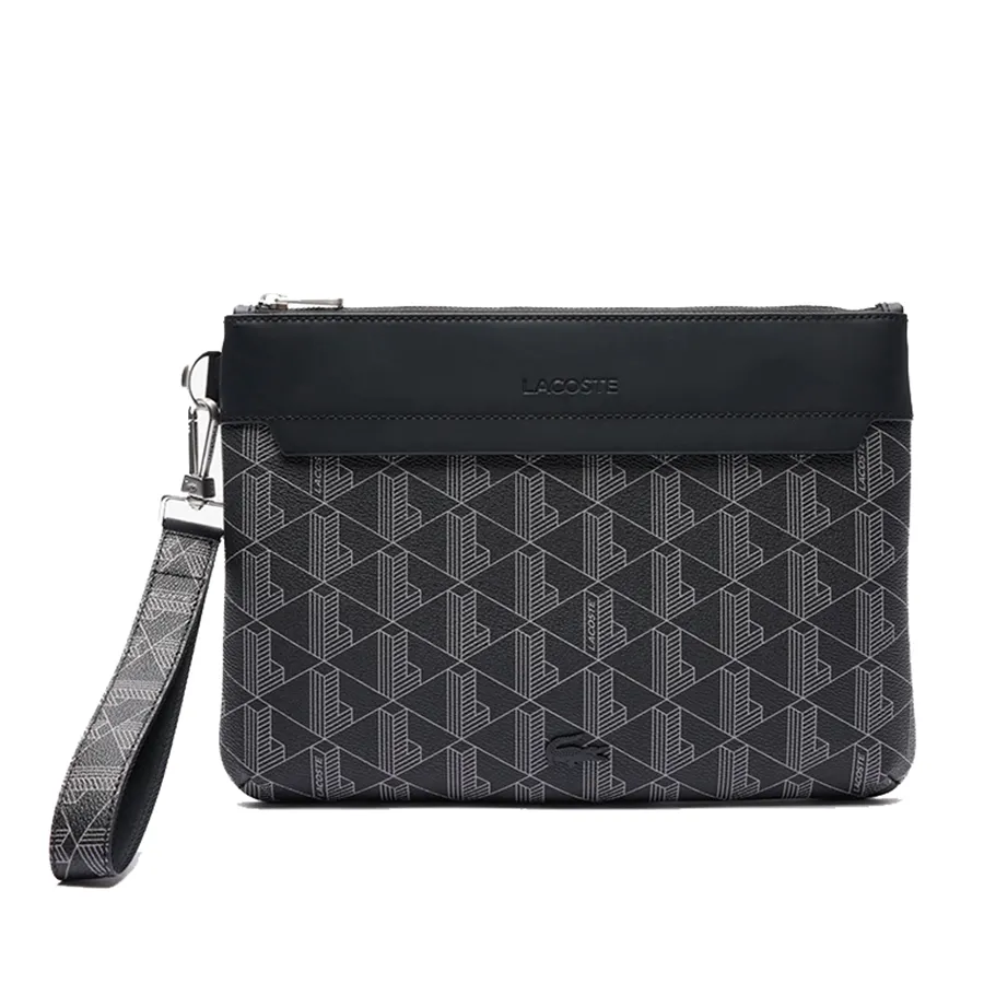 Túi Cầm Tay Unisex Lacoste The Blend Pouch Wallets & Small Leather Goods NU4669LX H45 Màu Xám Đen