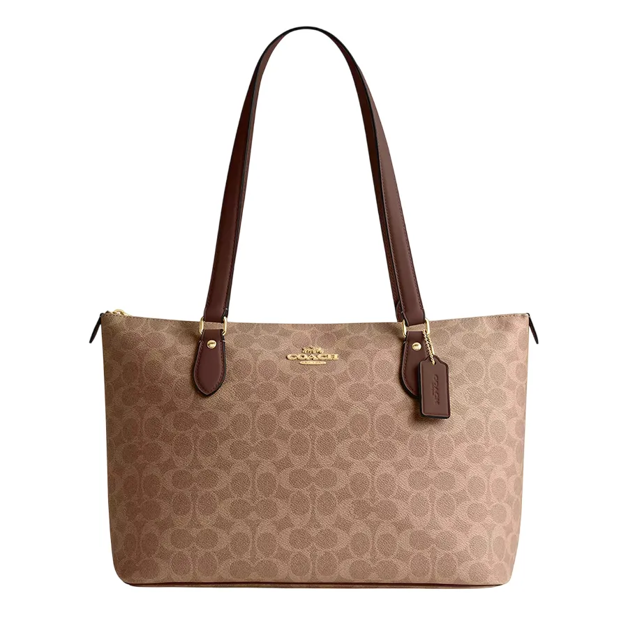 Túi Tote Nữ Coach Gallery Tote Bag In Signature Canvas CW381 Gold/Tan/Brown Màu Nâu