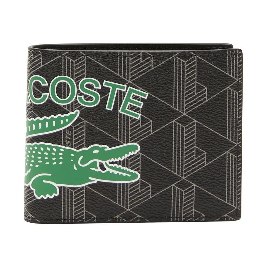 Ví Nam Lacoste The Blend Monogram Print Wallet NH4137BG L83 Mono Noir Gris Estragon Màu Đen N-TA