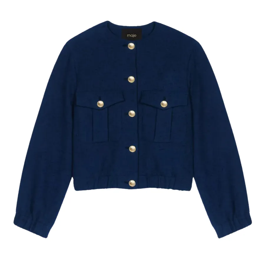 Áo Khoác Len Nữ Maje MFPBL00644 Màu Xanh Navy Size 40