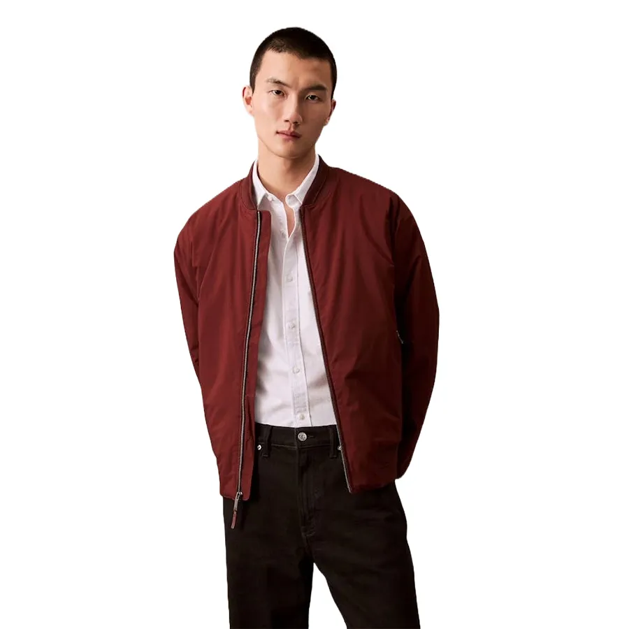 Áo Khoác Nam Calvin Klein CK Zip Bomber Jacket 40EM567-601 Màu Đỏ Mận Size S