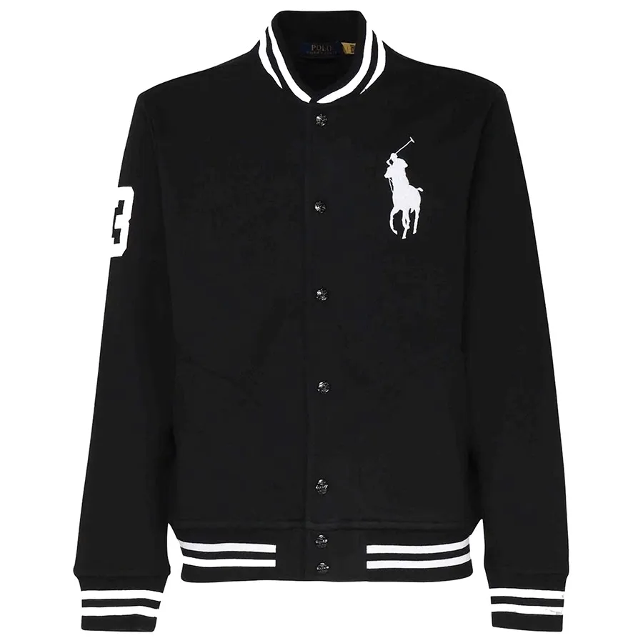 Áo Khoác Nỉ Nam Ralph Lauren Pony Embroidered Varsety Jacket 717001 Màu Đen Size XS