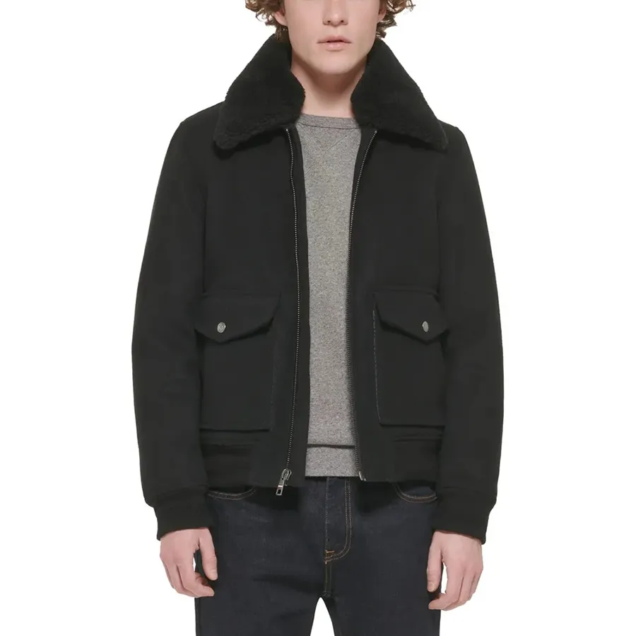 Áo Khoác Nam Tommy Hilfiger Men's Faux-Fur Collar Jacket AP032 Black Màu Đen Size M