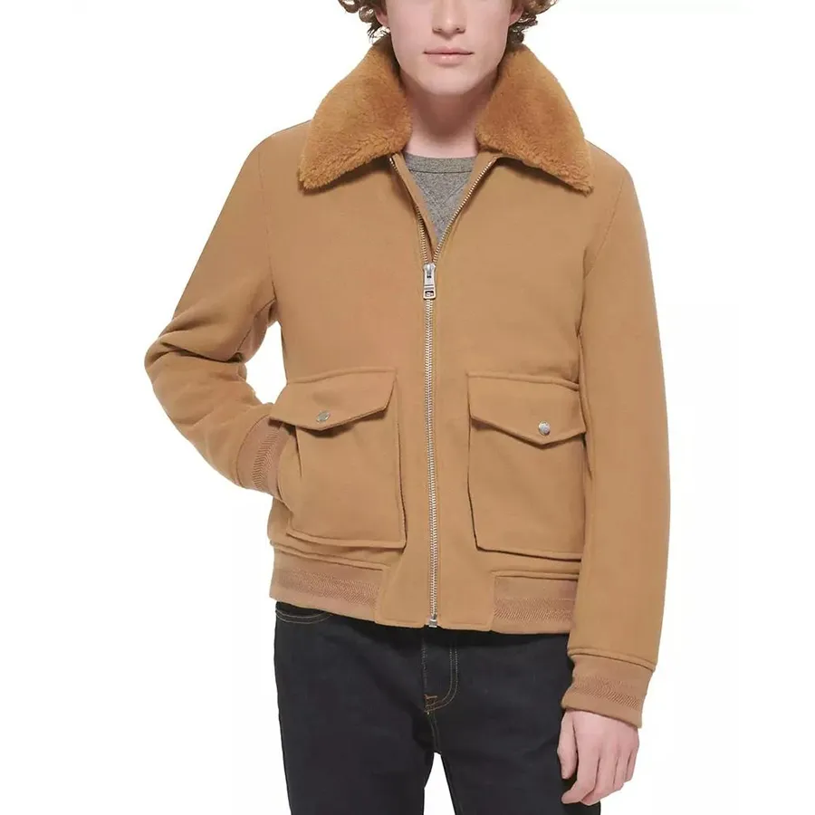 Áo Khoác Nam Tommy Hilfiger Men's Faux-Fur Collar Jacket AP032 Tan Màu Nâu Size S