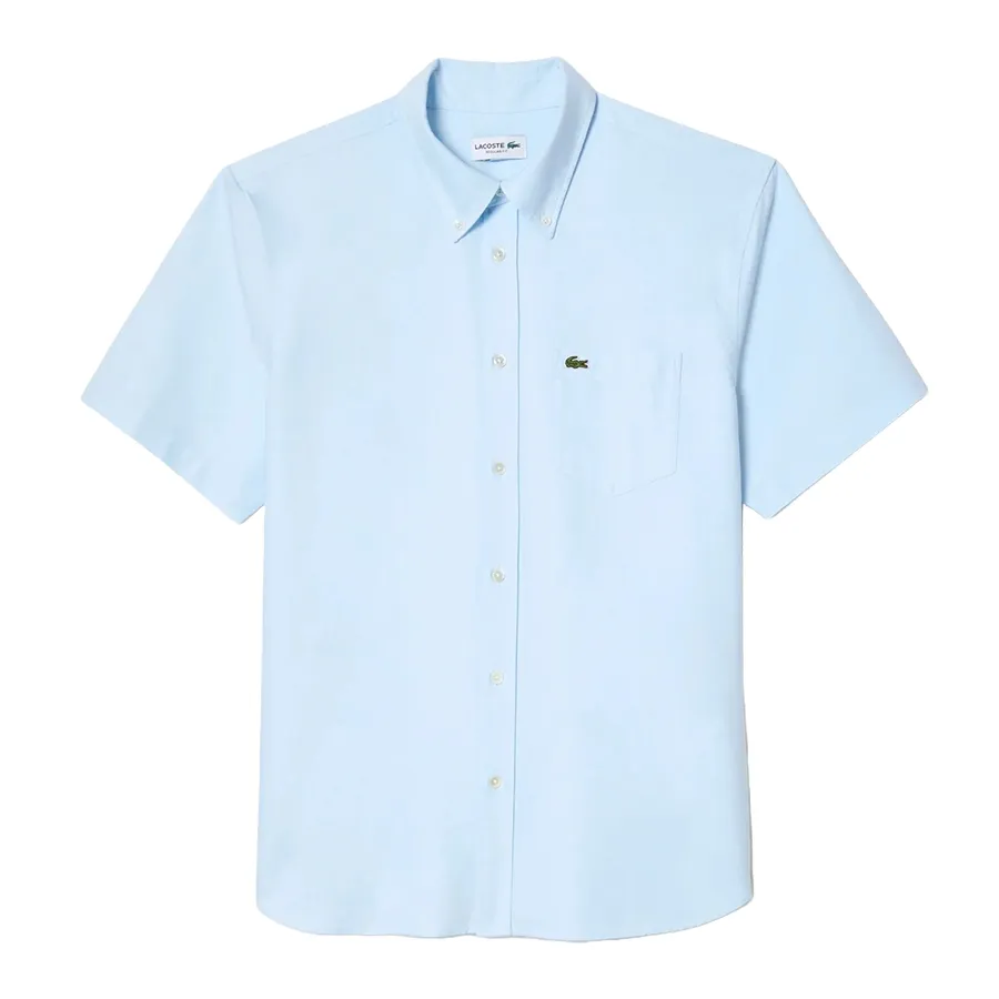 Áo Sơ Mi Nam Lacoste Oxford Shirt Short Sleeve Regular Fit CH1917 F6Z Màu Xanh Da Trời Size 38