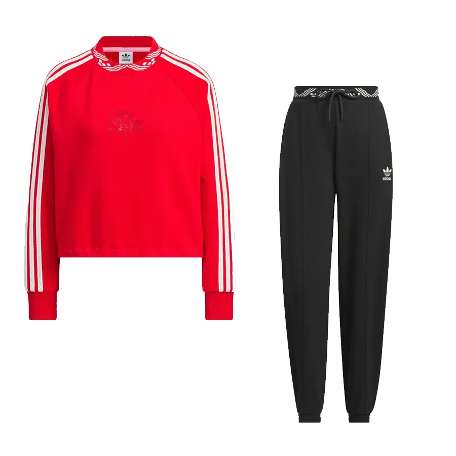 Bộ Thể Thao Nữ Adidas IX4228 IX4239 Màu Đen Đỏ Size S (Form China ...